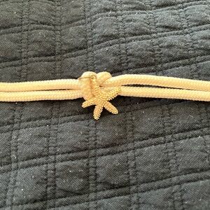 Gold Starfish Pendant on Tan Cord Bracelet